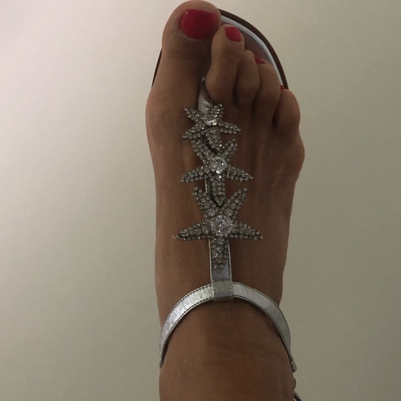 Manolo Blahnik Silver Starfish Embellished Sandals - Picture 1 of 4
